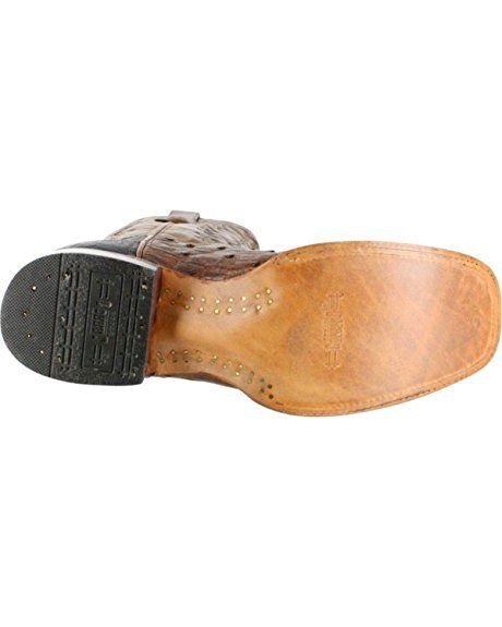 CORRAL Mens Cango Tobacco Full Quill Ostrich with Black Shoulder Counter Square Toe Cowboy Boots A2633