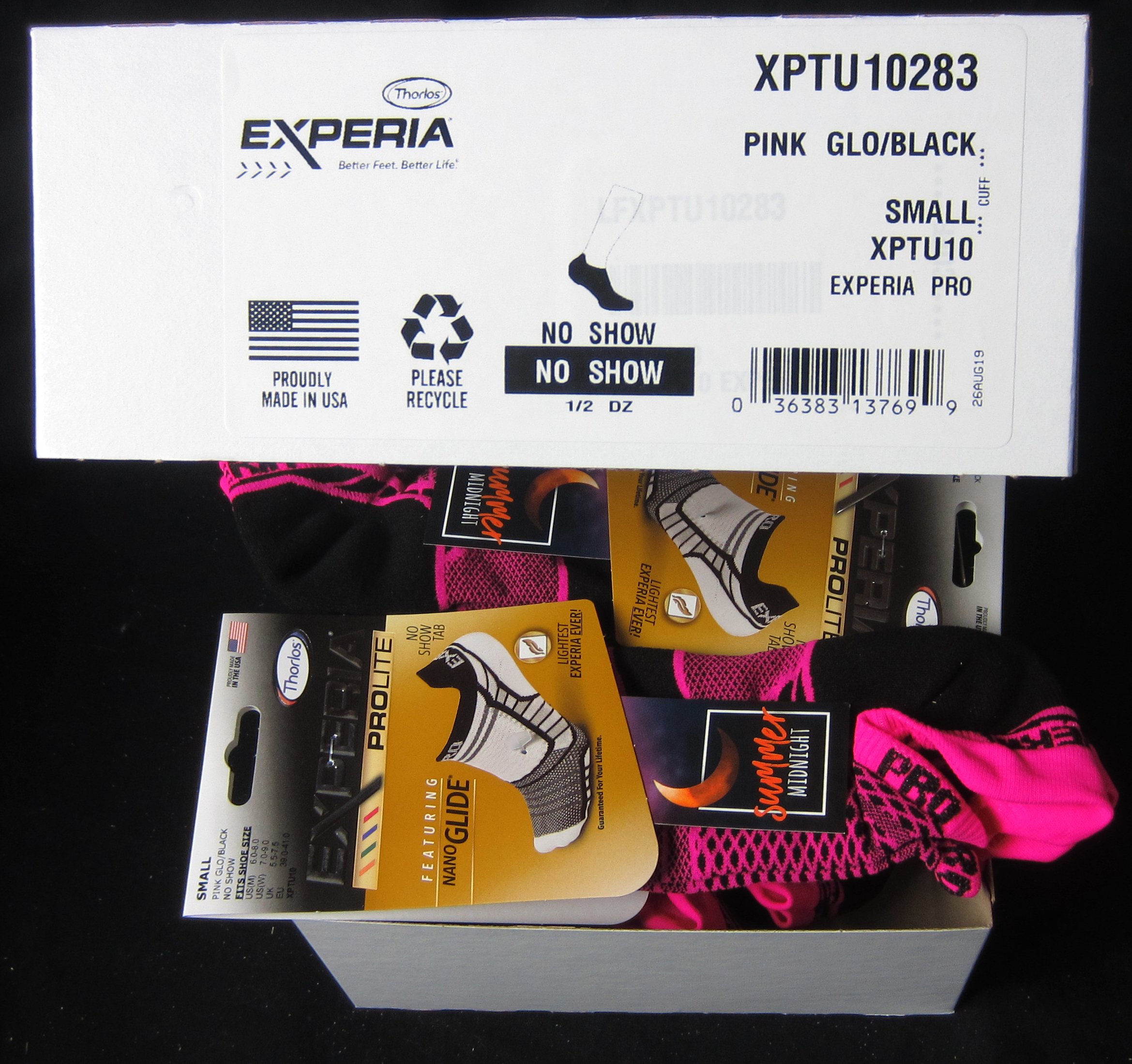 Thorlos Experia Unisex Prolite Xptu Ultra Thin Cushion No Show Socks 