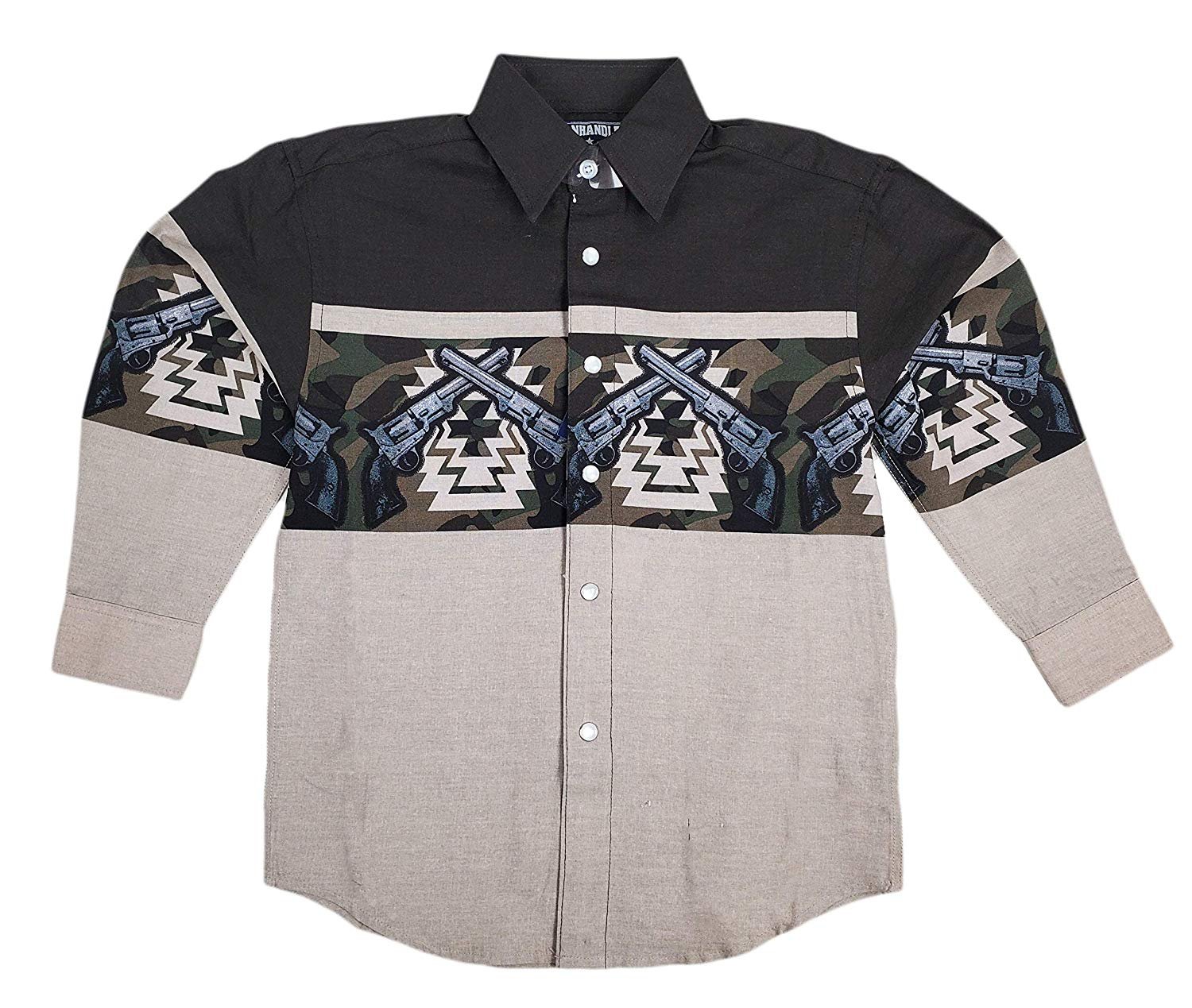 Panhandle Boy's Border Print Snaps Shirt C0S1122 - Picture 3 of 7