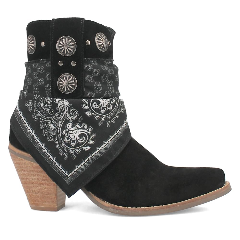 Dingo Women's Bandida Paisley Studded Round Toe Ankle Western Boots - Picture 14 of 16