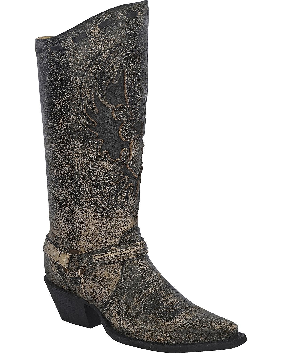 Pre-owned Corral Boots Corral Women's Eagle Harness Boot Snip Toe R1351 In Black