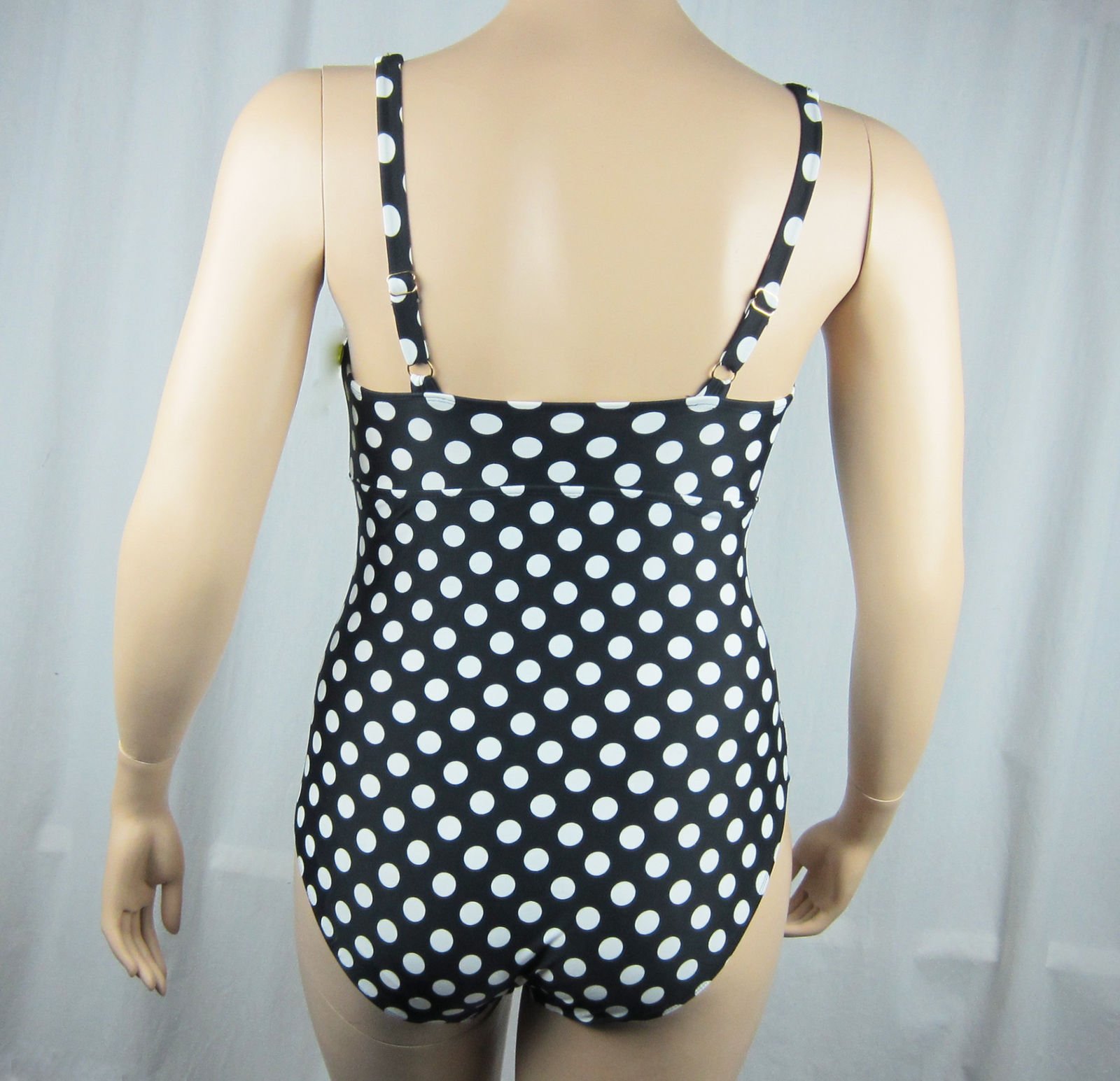 NWT Lauren Ralph Lauren Plus Size PolkaDot One Piece Swimsuit Black