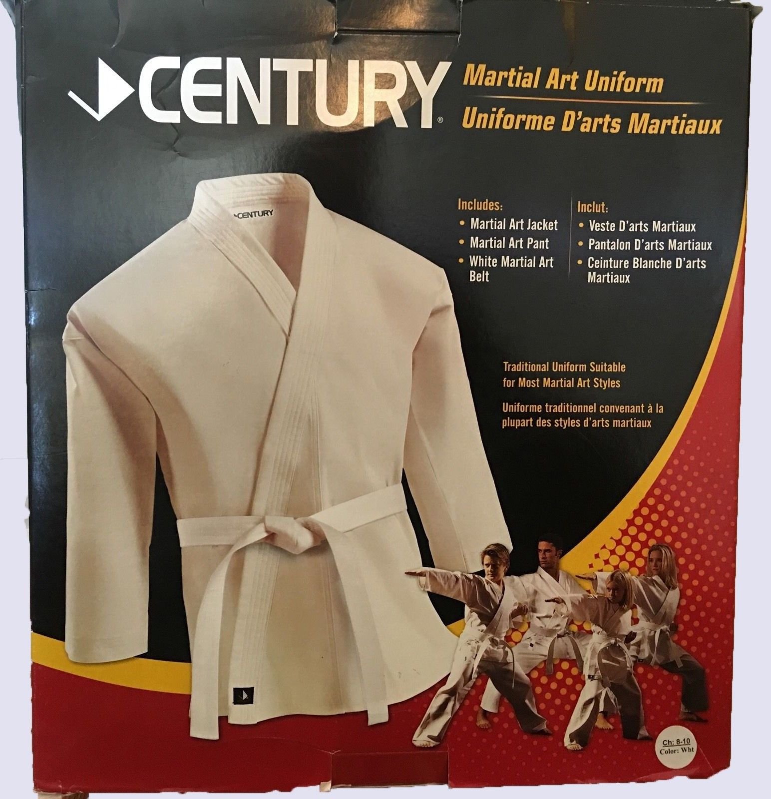 Century Martial Arts Ful Uniform Karate White Ages 68, 810, 1012 NWT