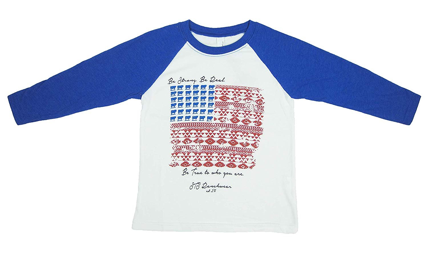 STS Ranchwear Youth Tee White/Royal Blue American Flag STS3352WHRY - Picture 3 of 7