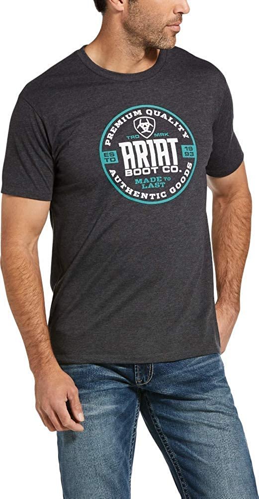 ARIAT Men's Slice Short Sleeve T-Shirt, Charcoal Heather | eBay