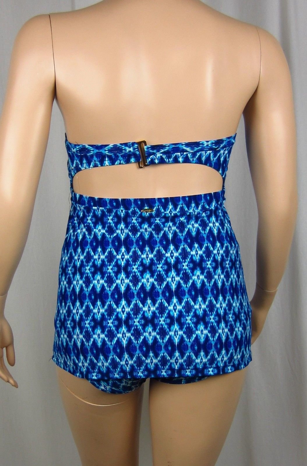 Jessica Simpson Blue Printed Bandeau Swimdress OnePiece Swimsuit Plus