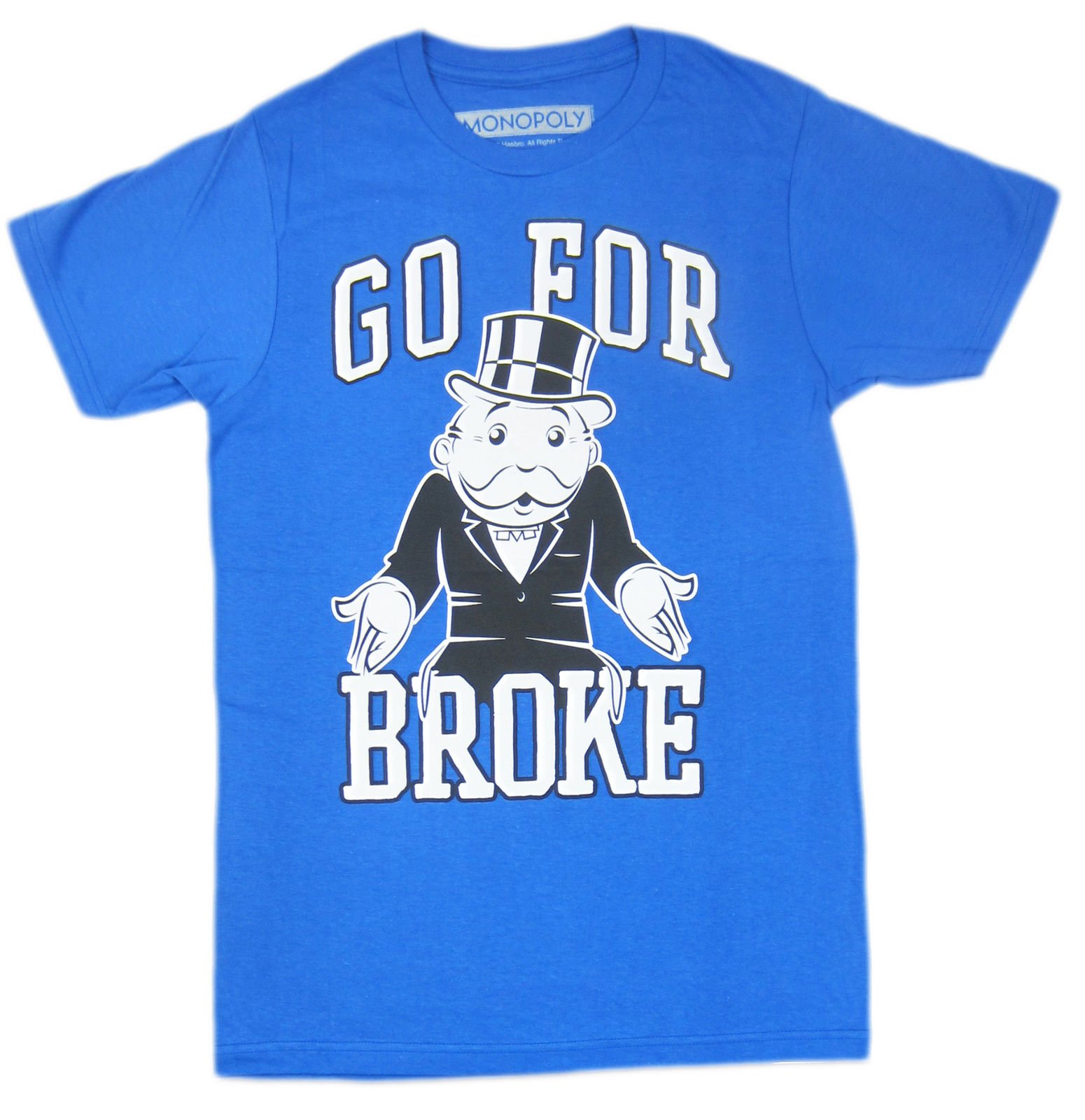 Mens NEW Blue Monopoly Man Go For Broke Logo Graphic TShirt Size S M L