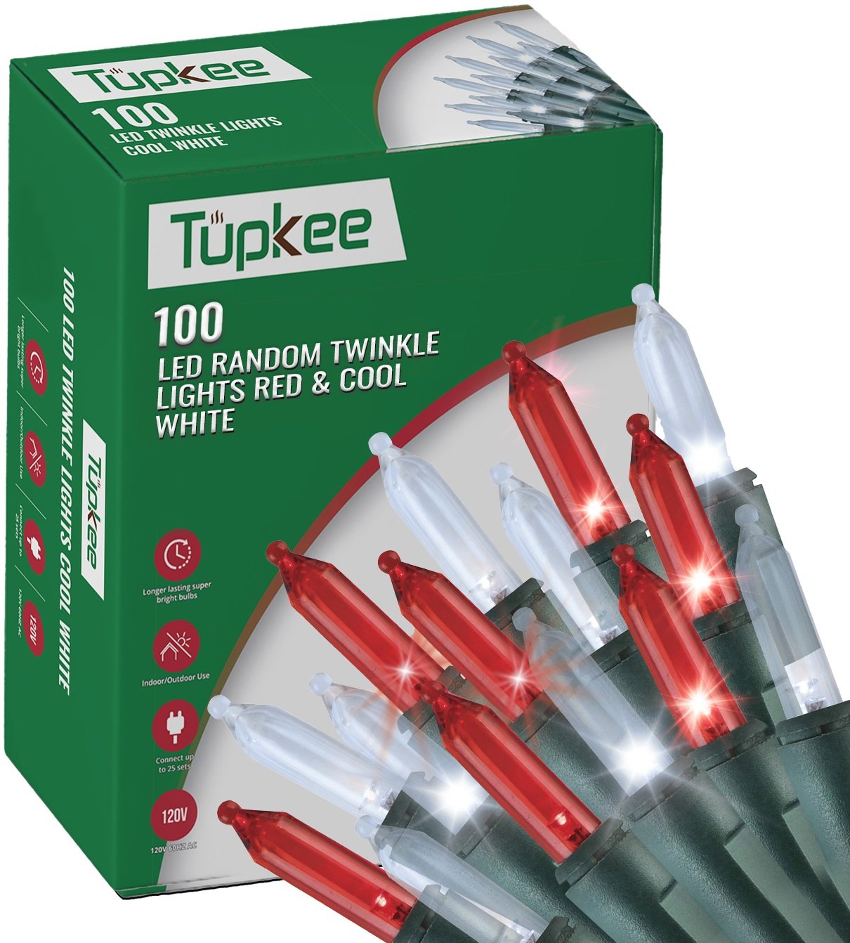 Christmas LED Random Twinkle Lights - 100 LED Bulbs - 16 of 100 Lights Twinkle