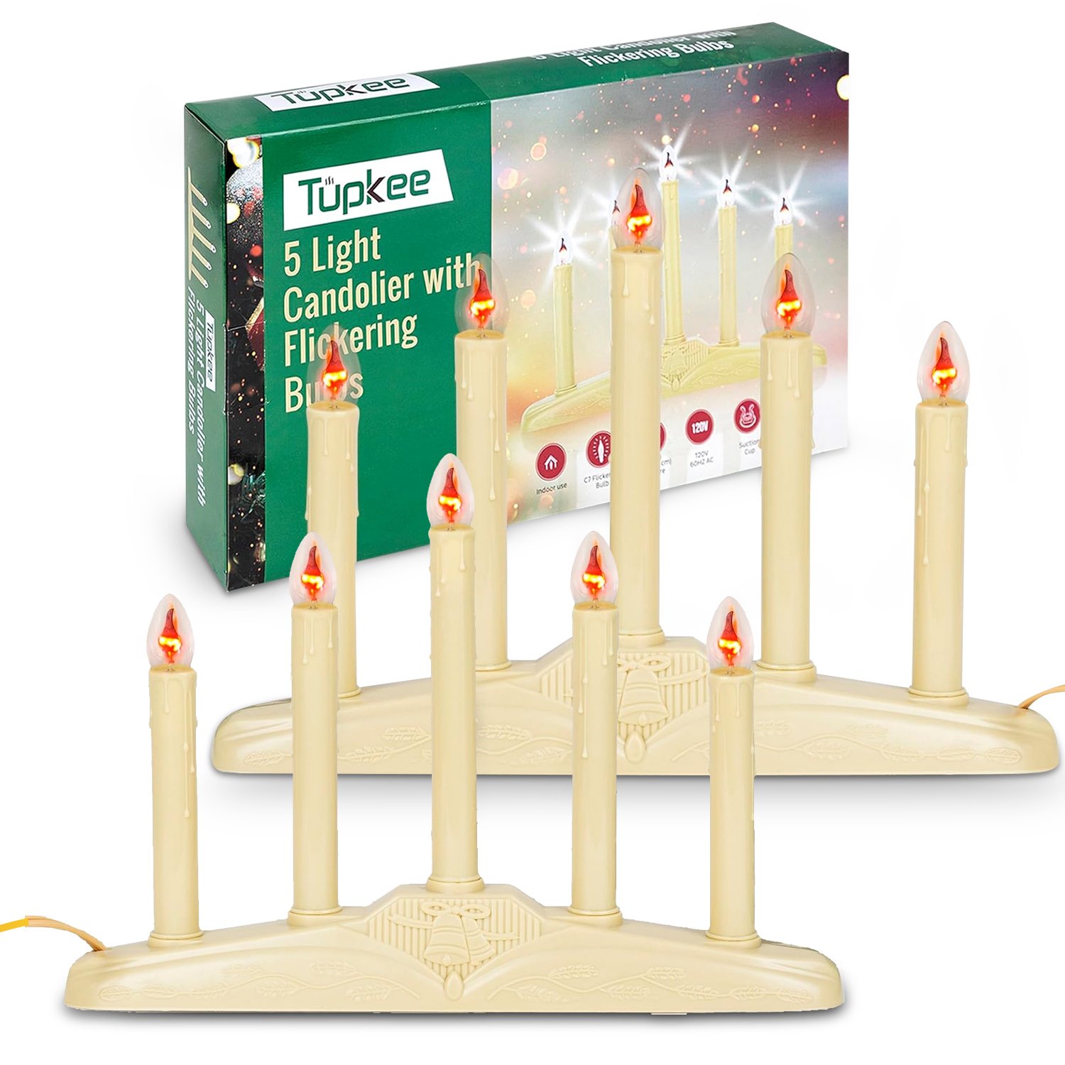 Candelabro de Navidad Tupkee velas eléctricas para ventana - con bombillas parpadeantes - Imagen 10 de 10