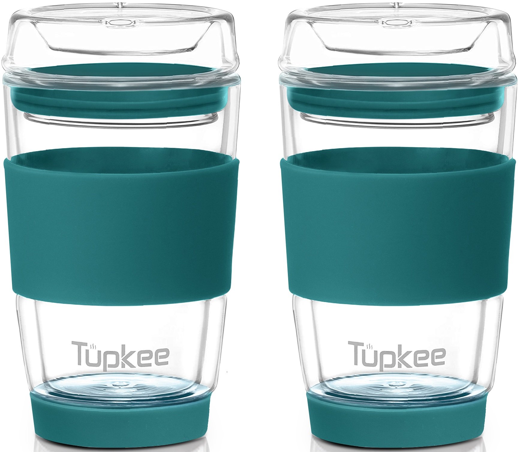 Tupkee Doppelwandiger Glasbecher, 8 Unzen Ganzglas Kaffee Reisebecher & Deckel, 2er Pack - Bild 10 von 12