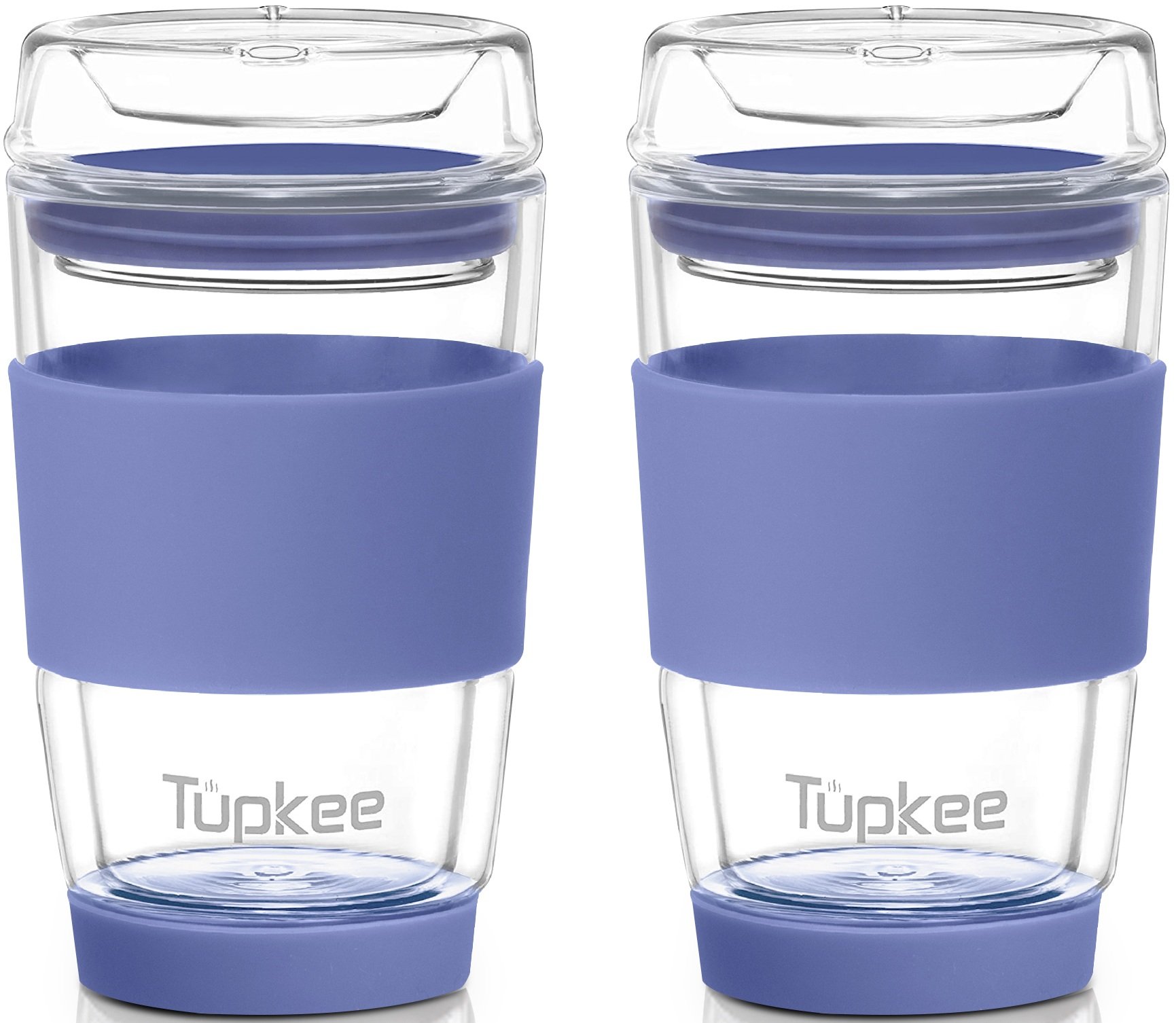 Tupkee Doppelwandiger Glasbecher, 8 Unzen Ganzglas Kaffee Reisebecher & Deckel, 2er Pack - Bild 11 von 12