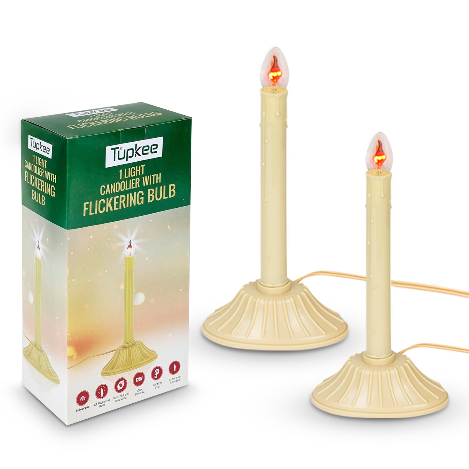 Candelabro de Navidad Tupkee velas eléctricas para ventana - con bombillas parpadeantes - Imagen 8 de 10