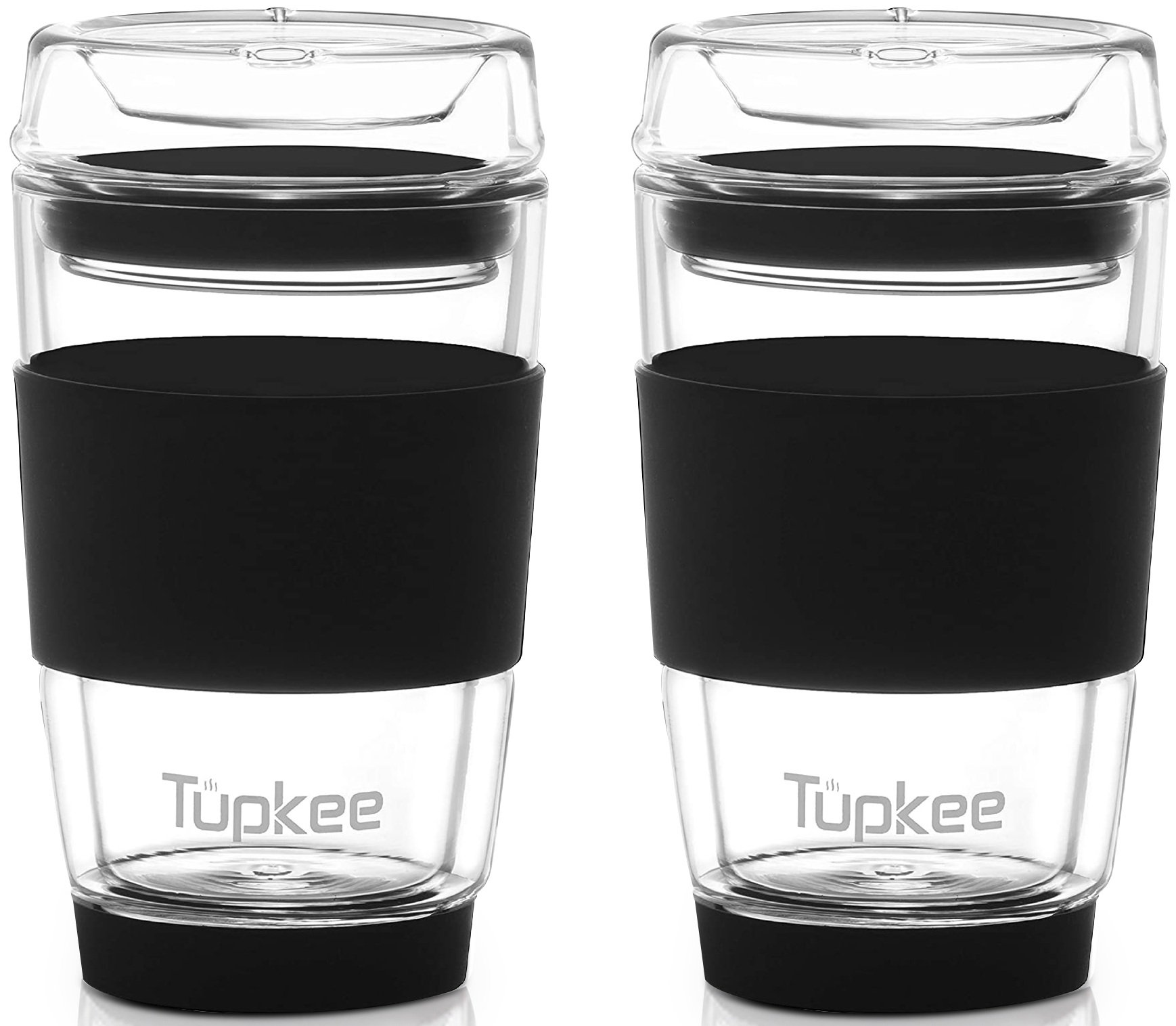 Tupkee Doppelwandiger Glasbecher, 8 Unzen Ganzglas Kaffee Reisebecher & Deckel, 2er Pack - Bild 9 von 12