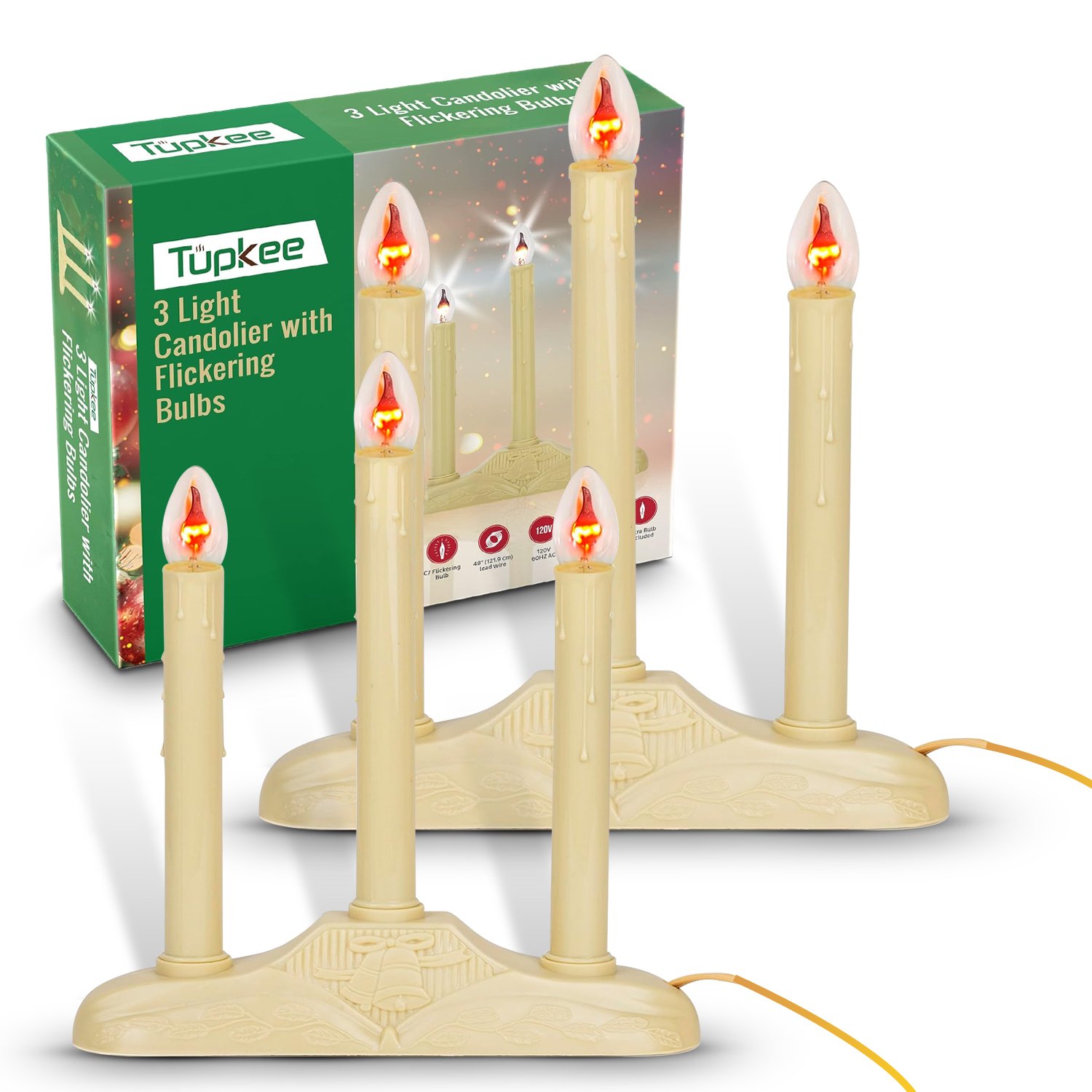Candelabro de Navidad Tupkee velas eléctricas para ventana - con bombillas parpadeantes - Imagen 9 de 10