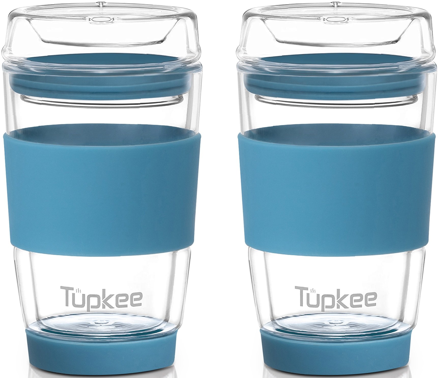 Tupkee Doppelwandiger Glasbecher, 8 Unzen Ganzglas Kaffee Reisebecher & Deckel, 2er Pack - Bild 12 von 12