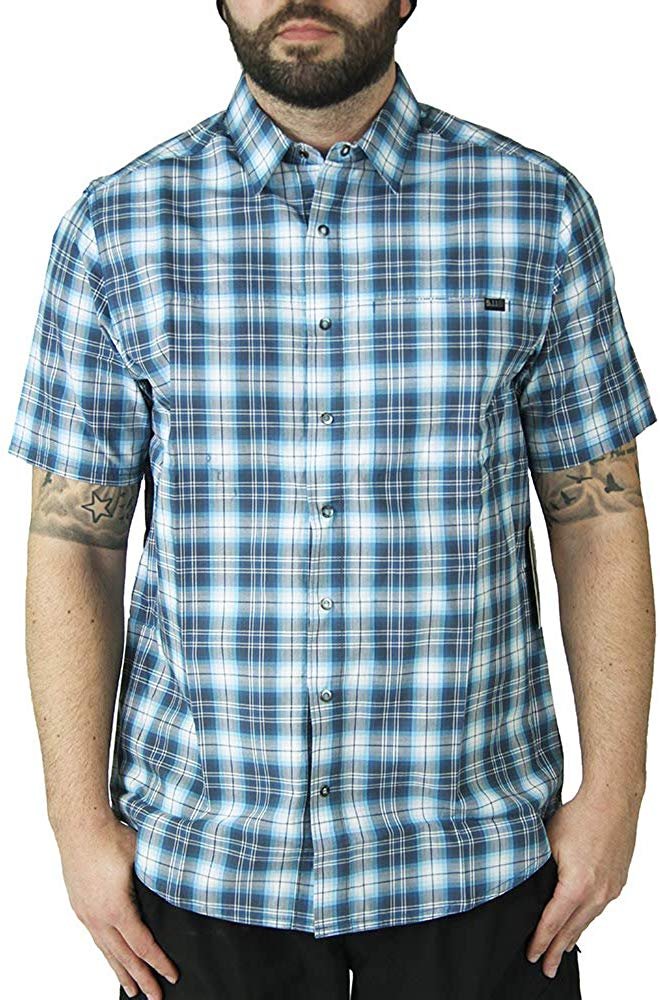 mens plaid button up short sleeve shirts