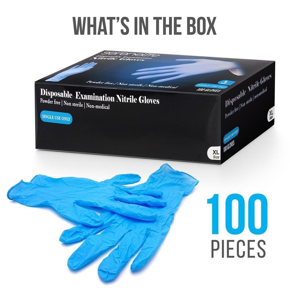 SereneLife 100 Pcs Comfortable Nitrile Disposable Soft Industrial Gloves