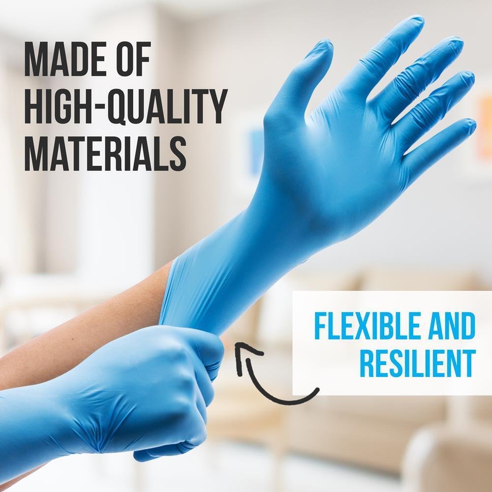 SereneLife 100 Pcs Comfortable Nitrile Disposable Soft Industrial Gloves