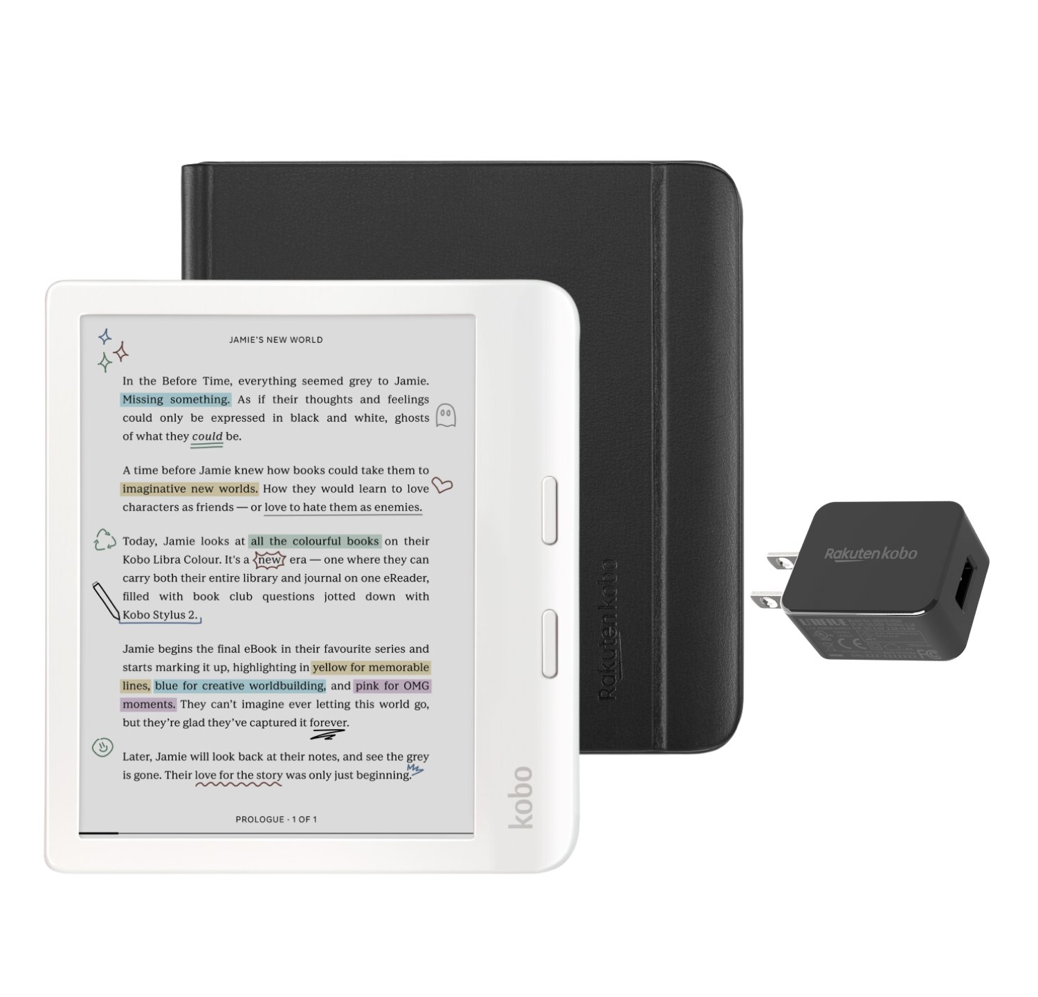Lector electrónico Kobo Libra color blanco con estuche paquete NUEVO AL POR MENOR - Imagen 2 de 8