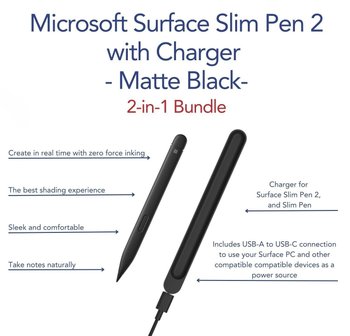 Microsoft Surface Slim Pen 2 with Charger (Matte Black) 2-in
