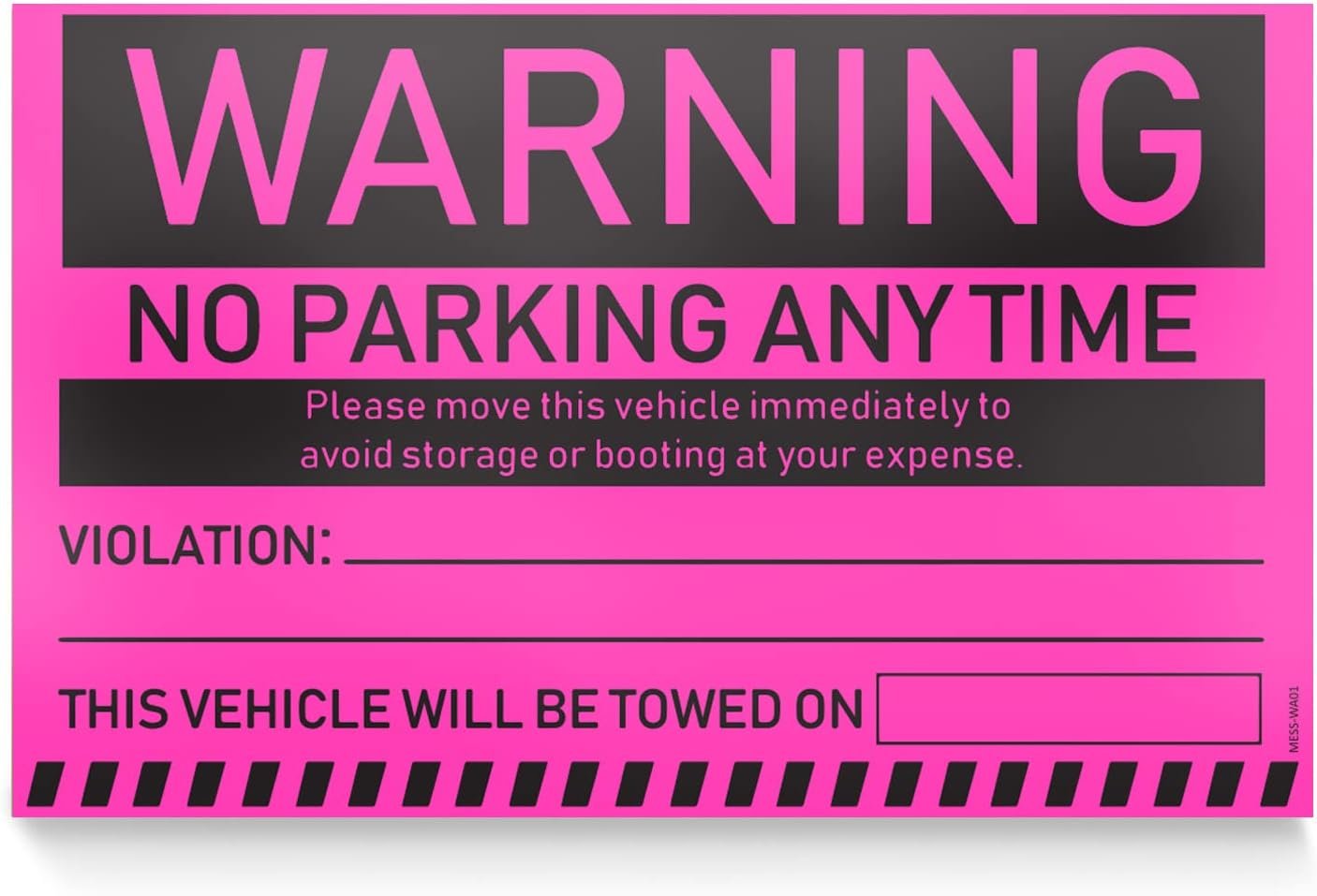 Pegatinas de advertencia de estacionamiento ilegal MESS - 100/paquete - rosa - 8x5 pulgadas - Imagen 8 de 15