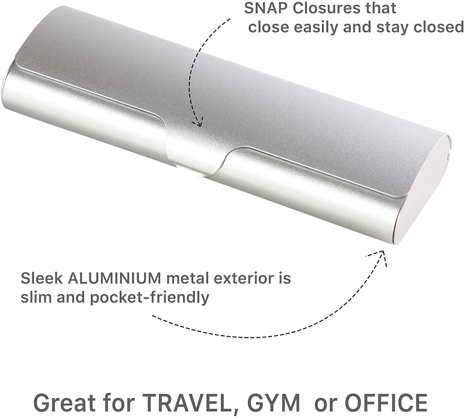 Aluminum Eyeglass Case Hard Shell For Small to Medium Frames In  Black/Silver 