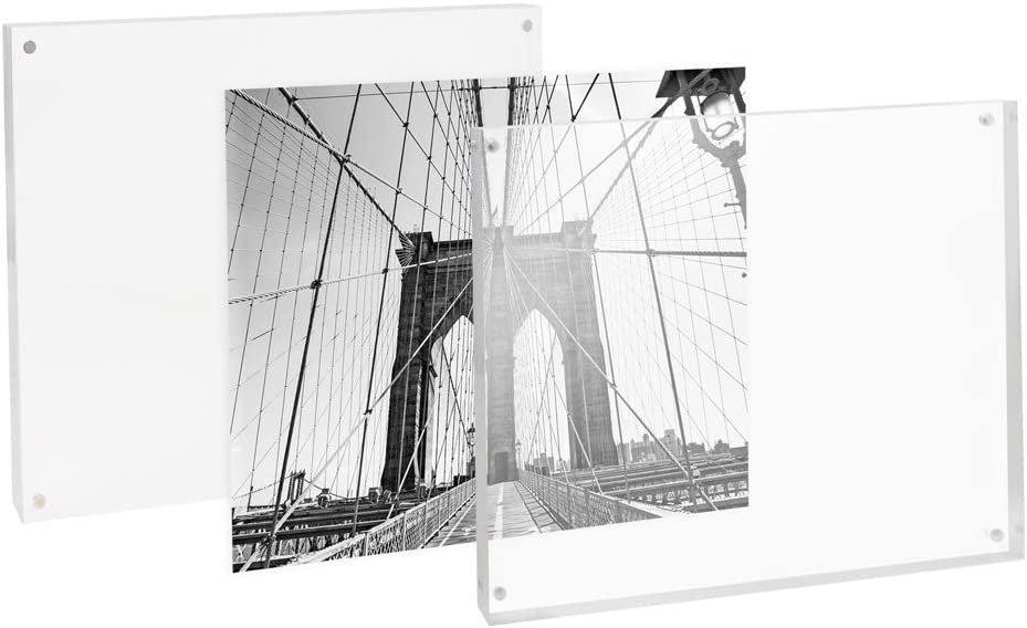 Isaac Jacobs Clear Plain Acrylic Picture Frame, Magnetic Photo