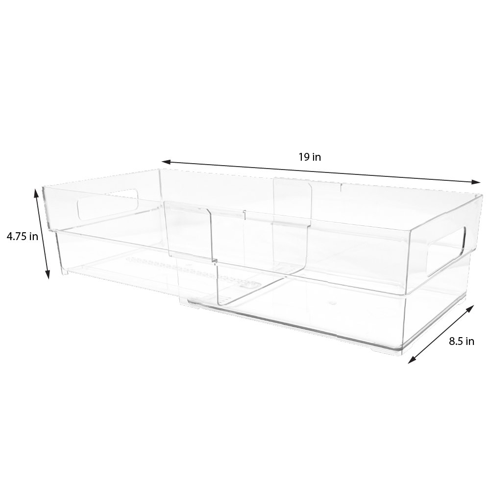 Isaac Jacobs 2-Pack Clear Expandable Storage Bins, Plastic Organizer with...
