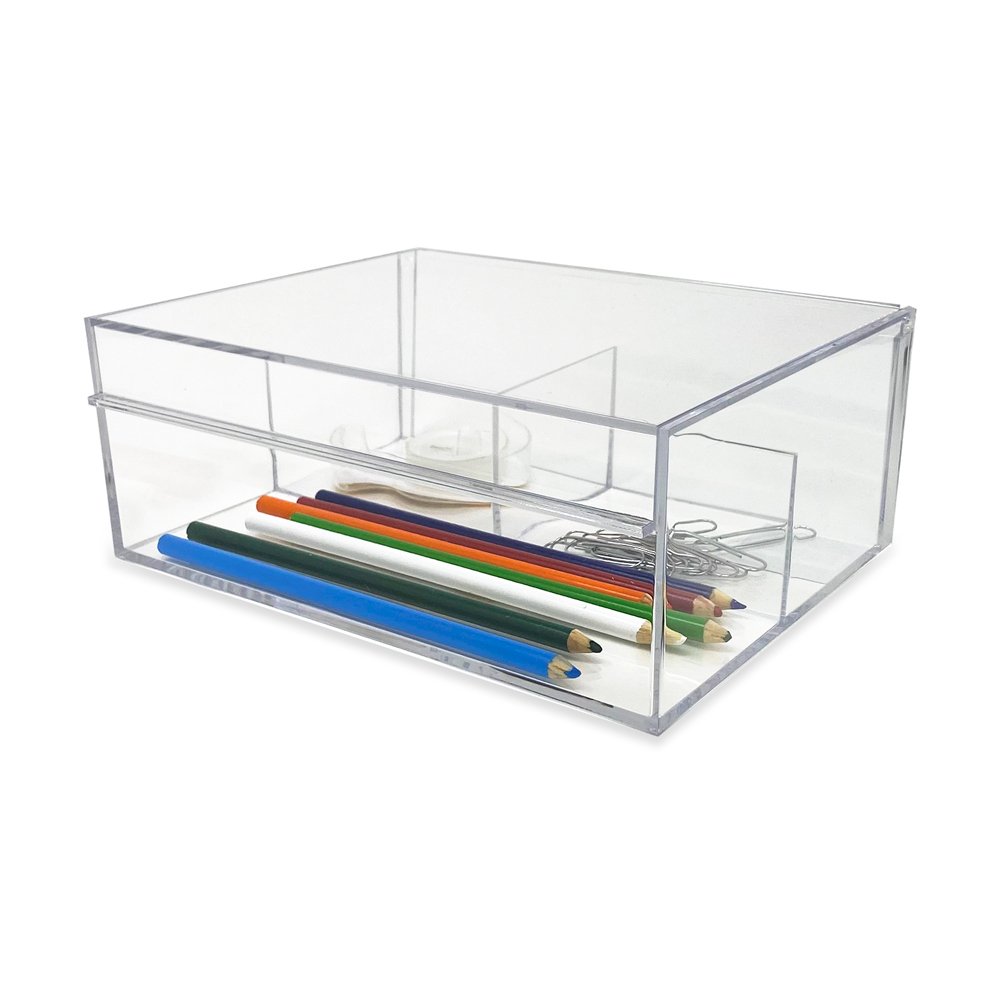 Isaac Jacobs 4-Compartment Clear Acrylic Organizer with Lid (6.7 L x –  Isaac Jacobs International