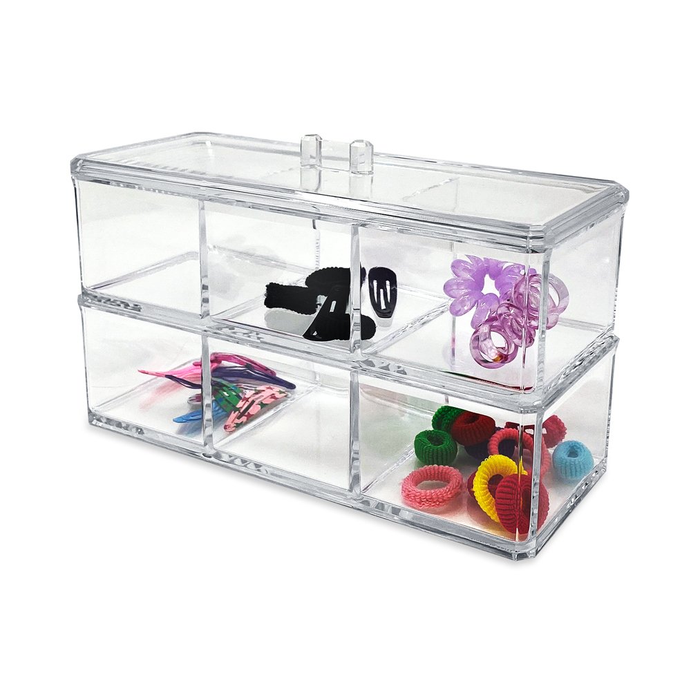 Isaac Jacobs 3-Compartment Clear Acrylic Rectangular Stackable