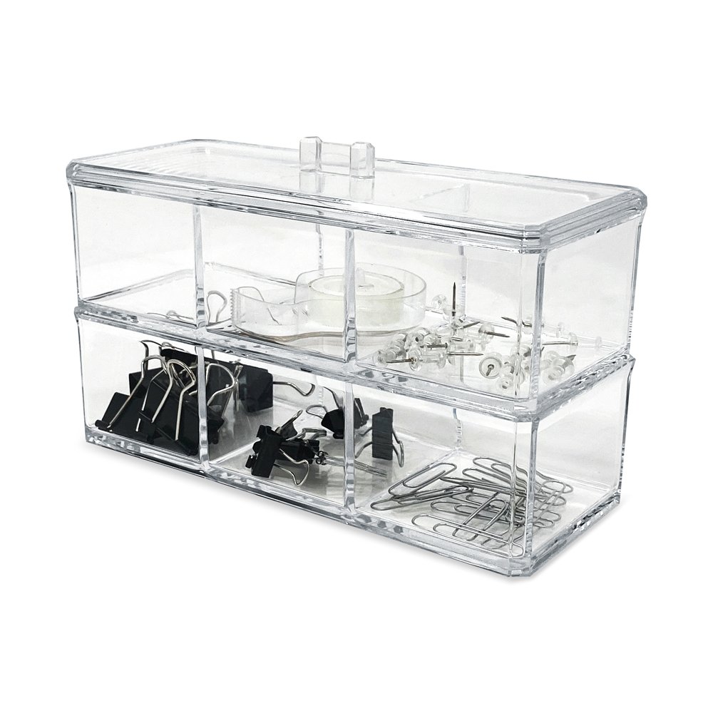 Isaac Jacobs 3-Compartment Clear Acrylic Rectangular Stackable