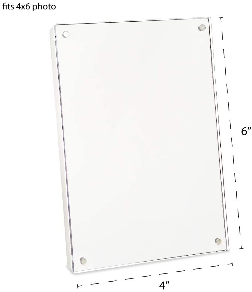 Isaac Jacobs Clear Plain Acrylic Picture Frame, Magnetic Photo