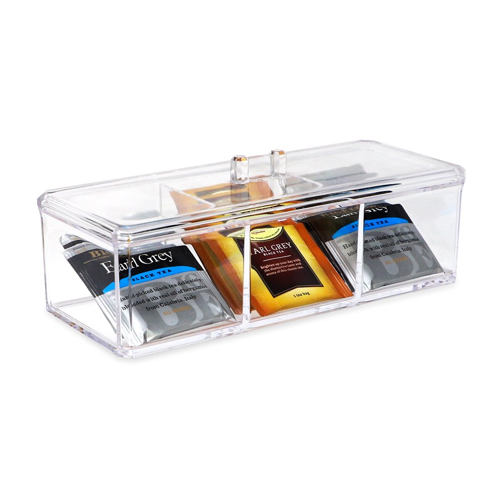 Isaac Jacobs 3-Compartment Clear Acrylic Rectangular Stackable