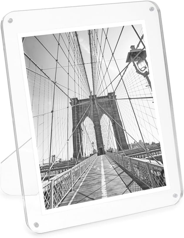 Isaac Jacobs 5x7 Clear Plain Rounded Corner Acrylic Picture Frame, Magnetic...