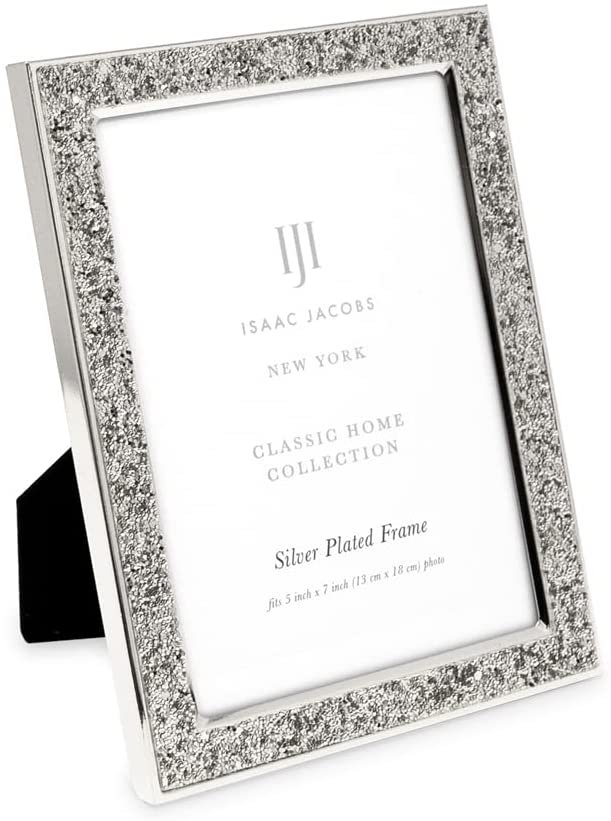 Isaac Jacobs Metal Glitter (Vertical & Horizontal) Picture Frame, w/ Black Easel