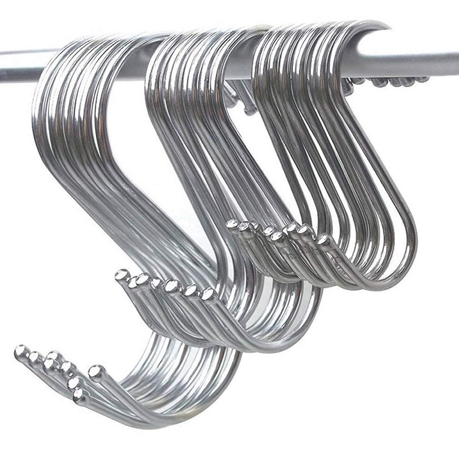 15 Pack Size Large 3.5 inch Flat S Hooks Heavy Duty Solid 304 Stainless 