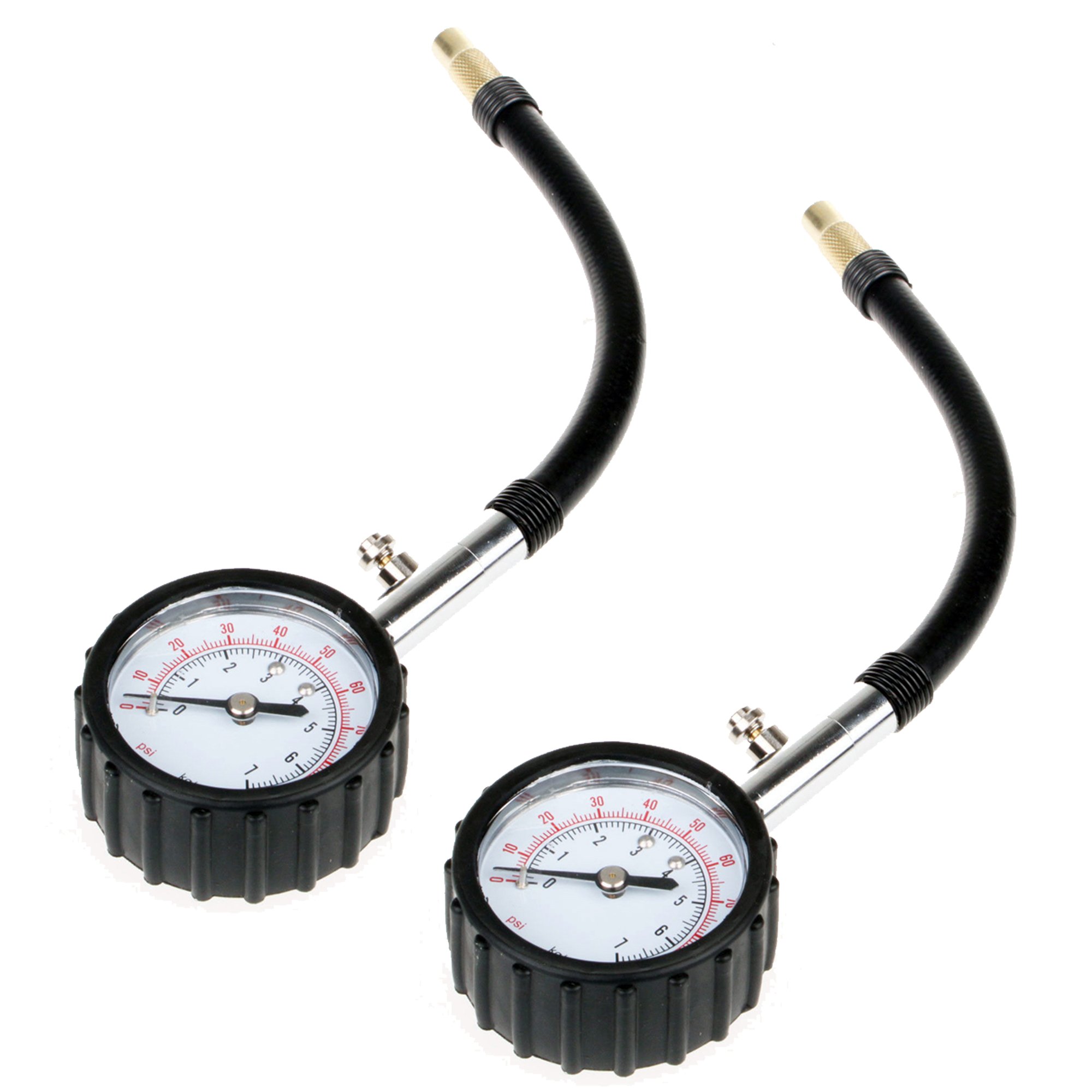 Wideskall 2Pack Premium Flexible Hose Truck Car Tire Pressure Gauge 0