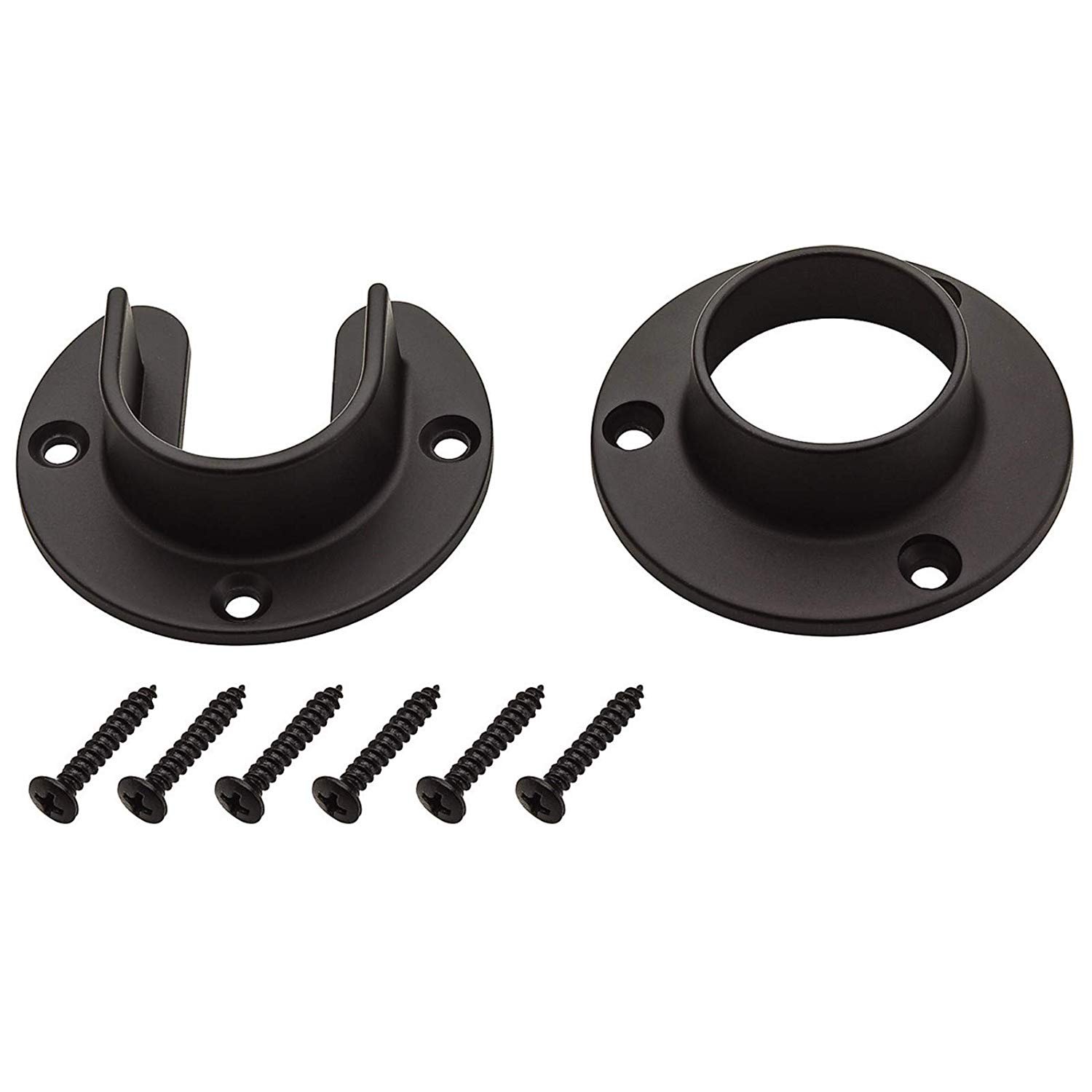 2 Sets Heavy Duty Stainless Steel Closet Pole Sockets Rod End Support