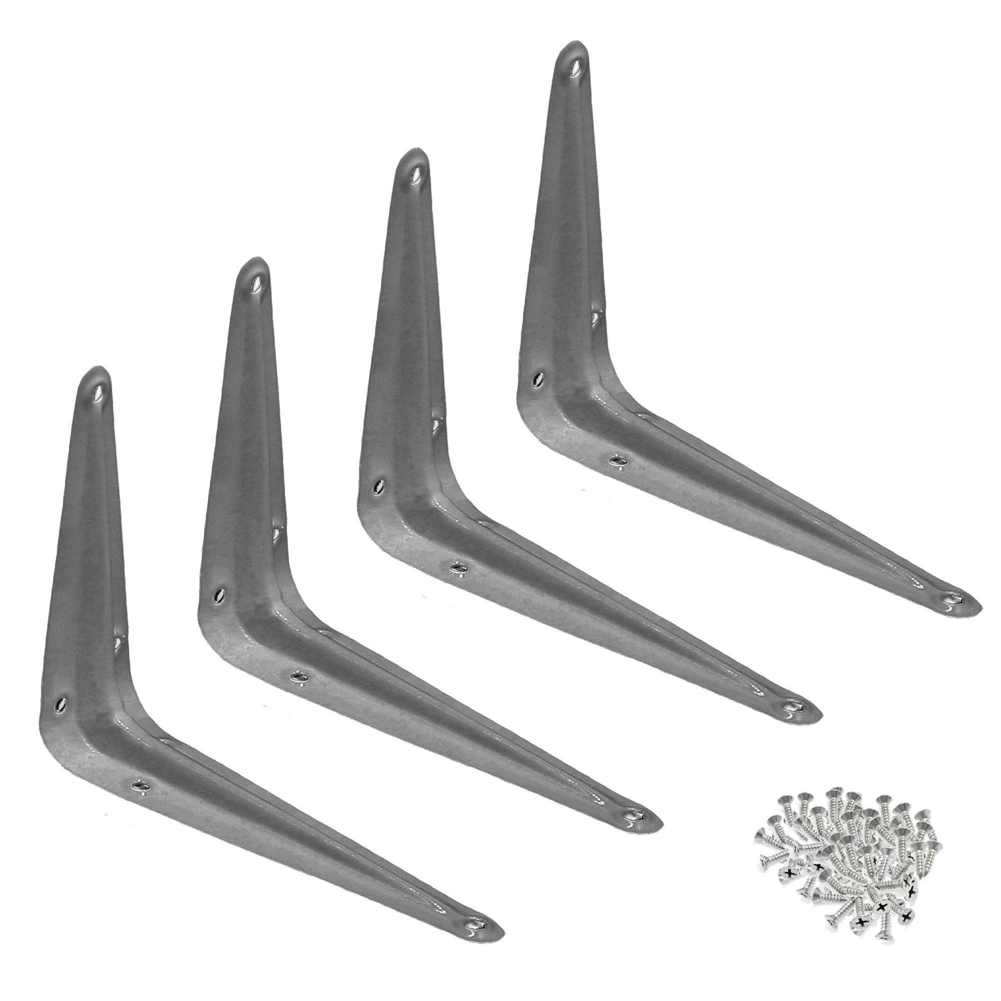 4 Pcs 5" x 6" inch Utility Metal Wall Shelf Corner Bracket Support Gray