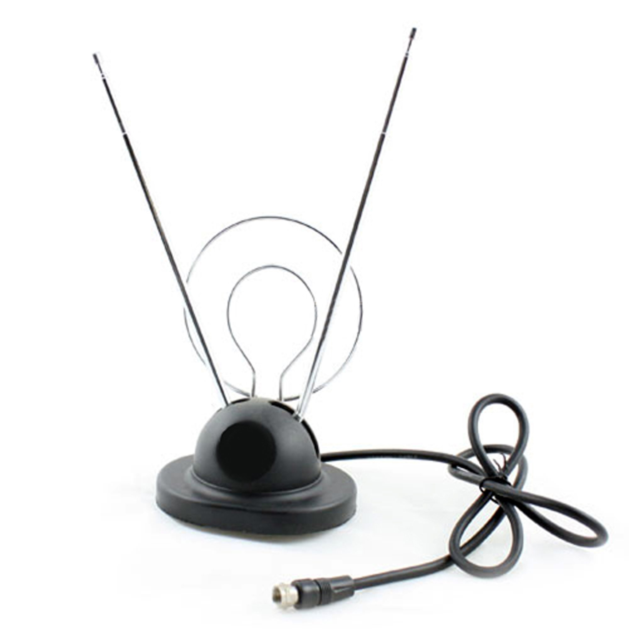 Universal Indoor Rabbit Ear TV Antenna for HDTV Ready VHF UHF Dual Loop ...