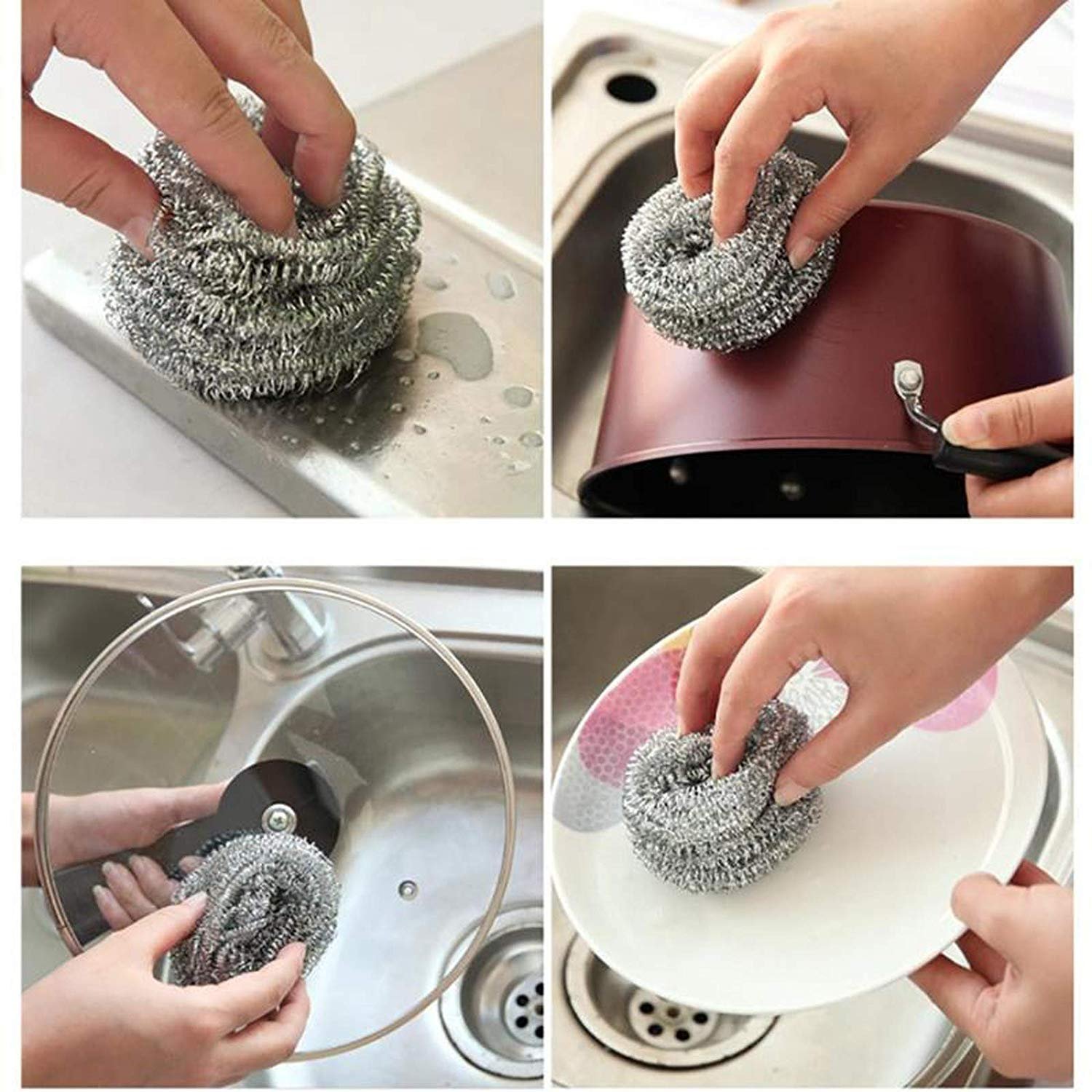 Pcs Stainless Steel Kitchen Cleaning Sponges Scouring Pad Steel Wool Scrubber Ebay