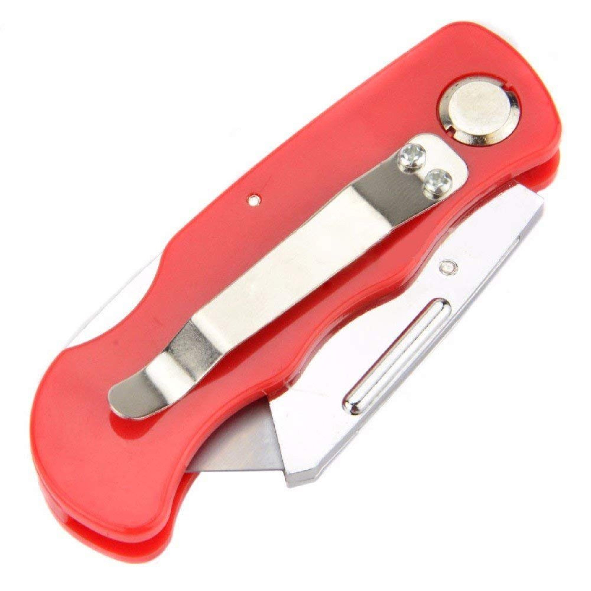 Folding Lockback Utility Pocket Knife Box Cutter with 5 Extra Blades Belt Clip