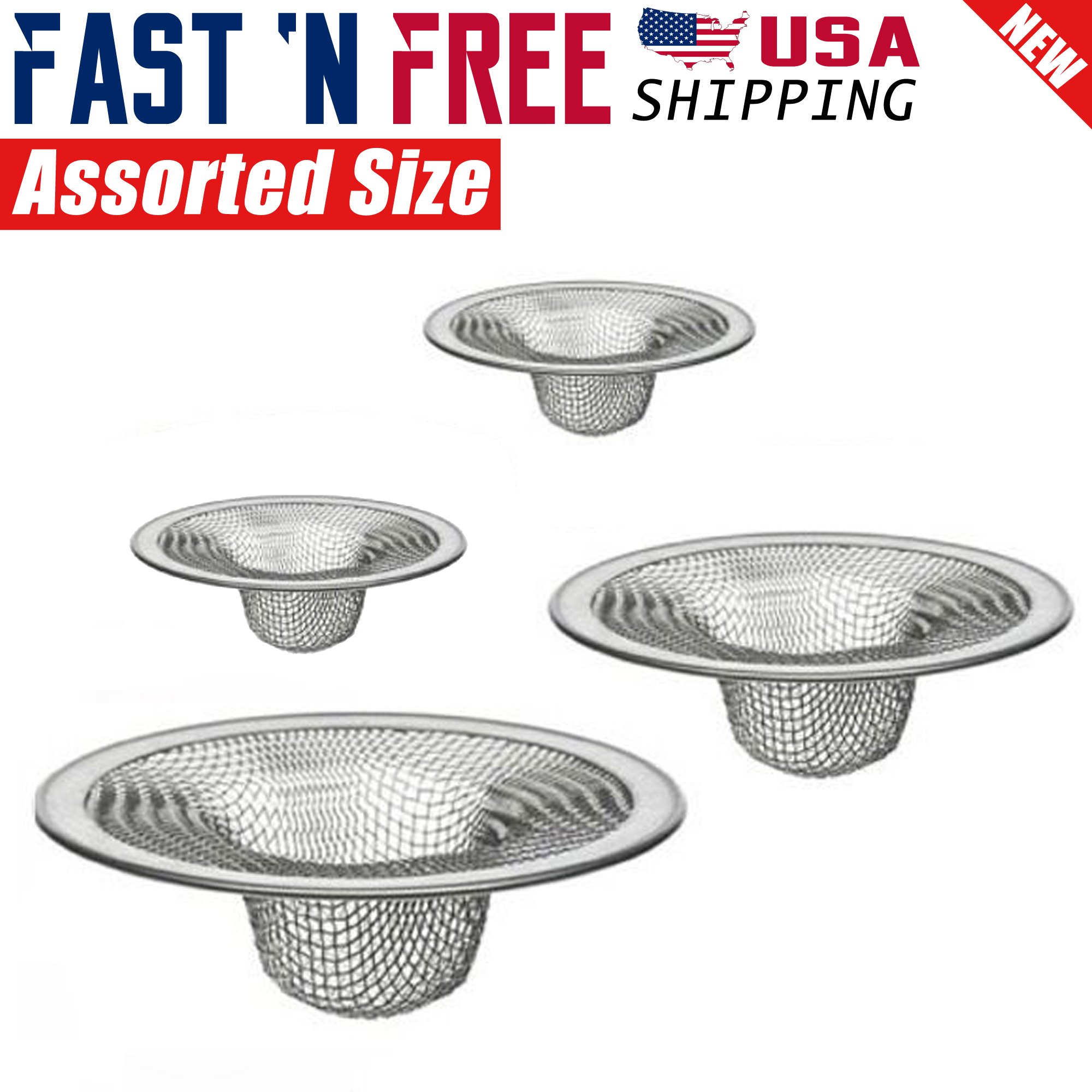 4 Pcs Assorted Size Mesh Stainless Steel Sink Strainer Drain Filter | eBay