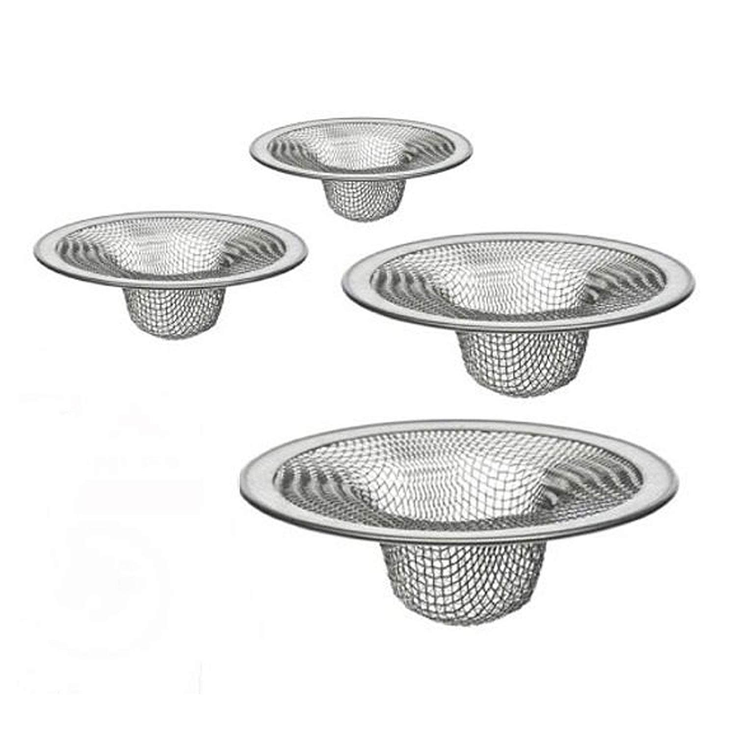 4 Pcs Assorted Size Mesh Stainless Steel Sink Strainer Drain Filter 