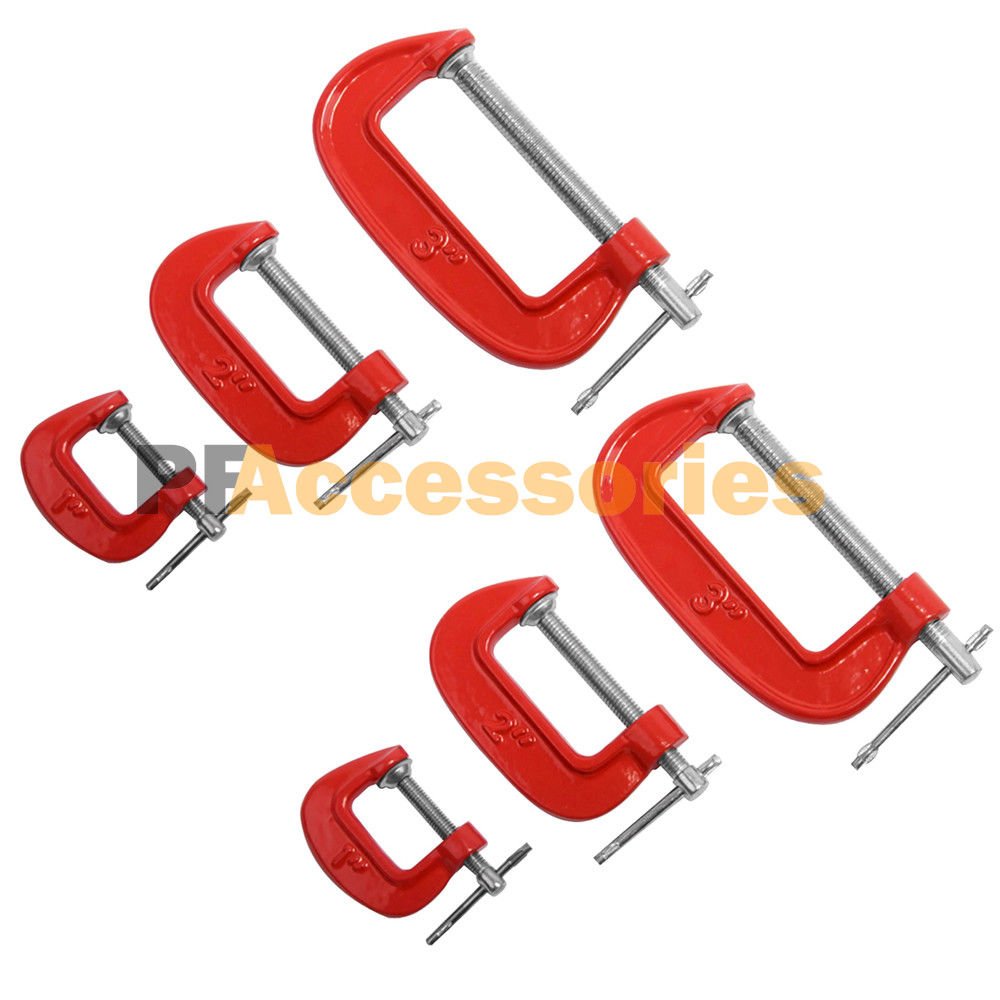 Pack of 2 Wideskall 7.5 x 3 inch Heavy Duty Malleable C Clamp