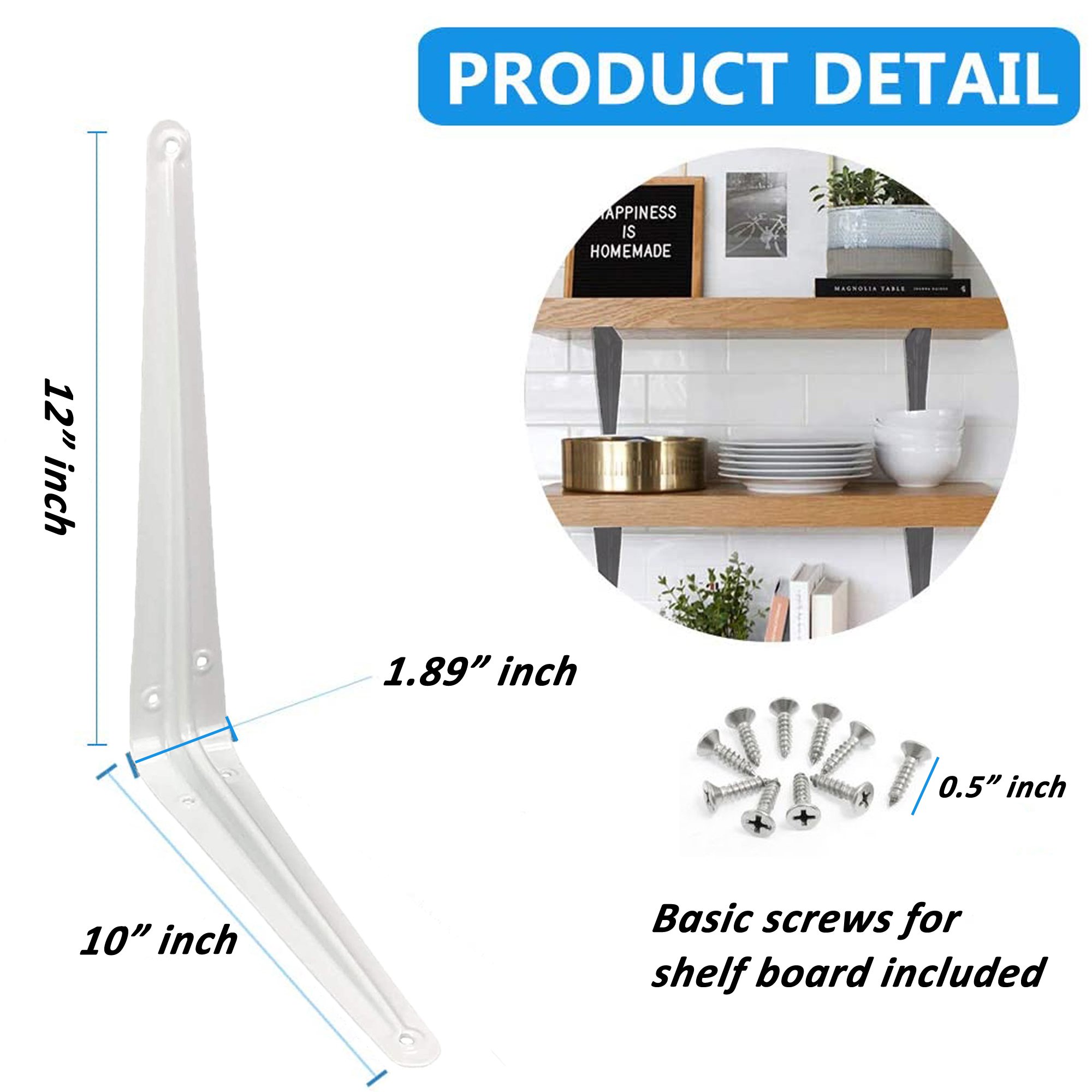 Steel Metal Wall Shelf Brackets White Gray for Book Contertop Support, 55%  OFF