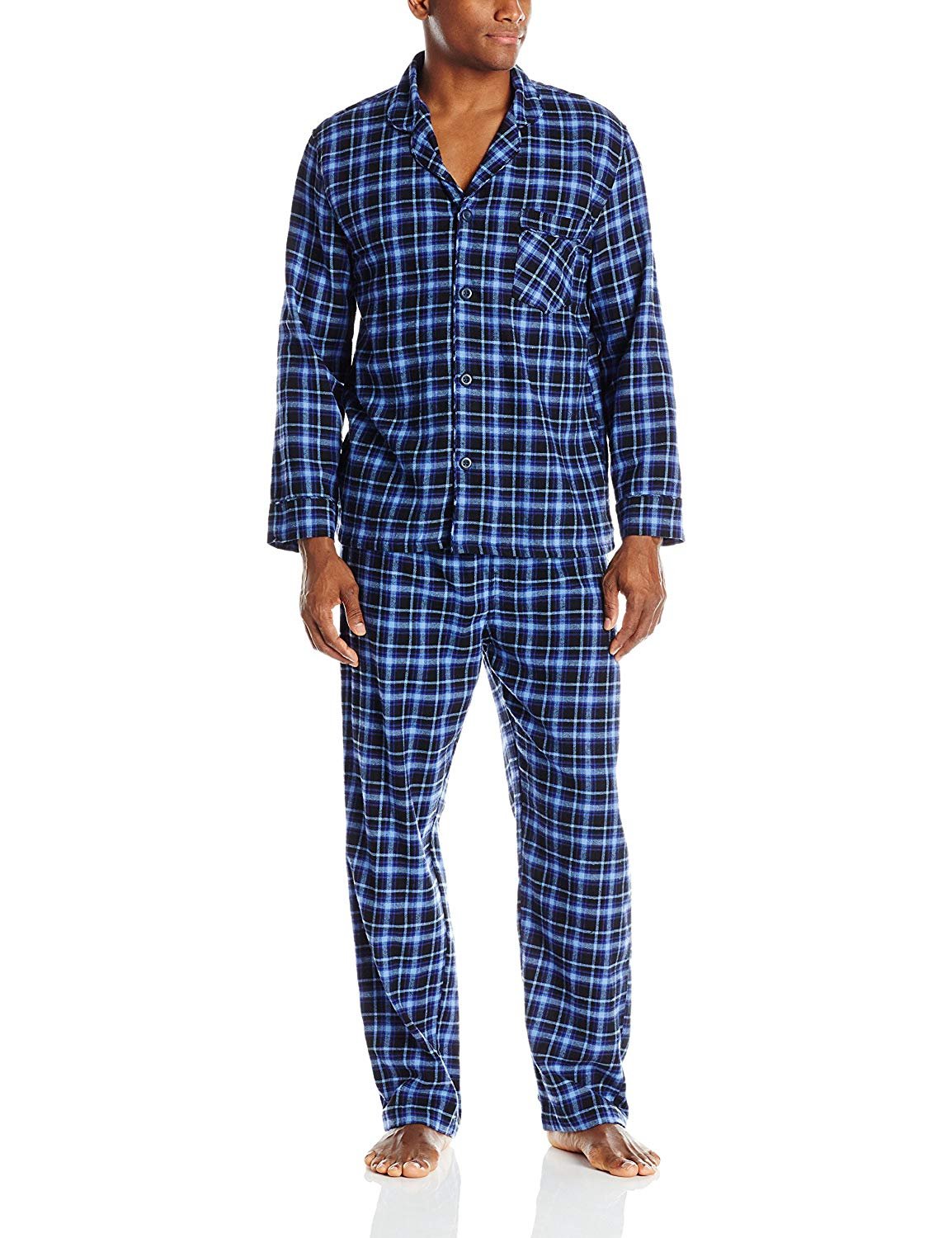 Hanes Men's and Big Men's Cotton Flannel Pajama Set, 2-Piece