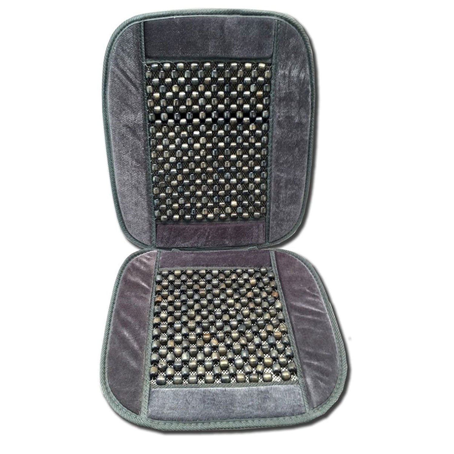 Wooden Bead Velvet Seat Cushions Massaging Comfort Therapeutic Auto Home Office - Picture 11 of 12