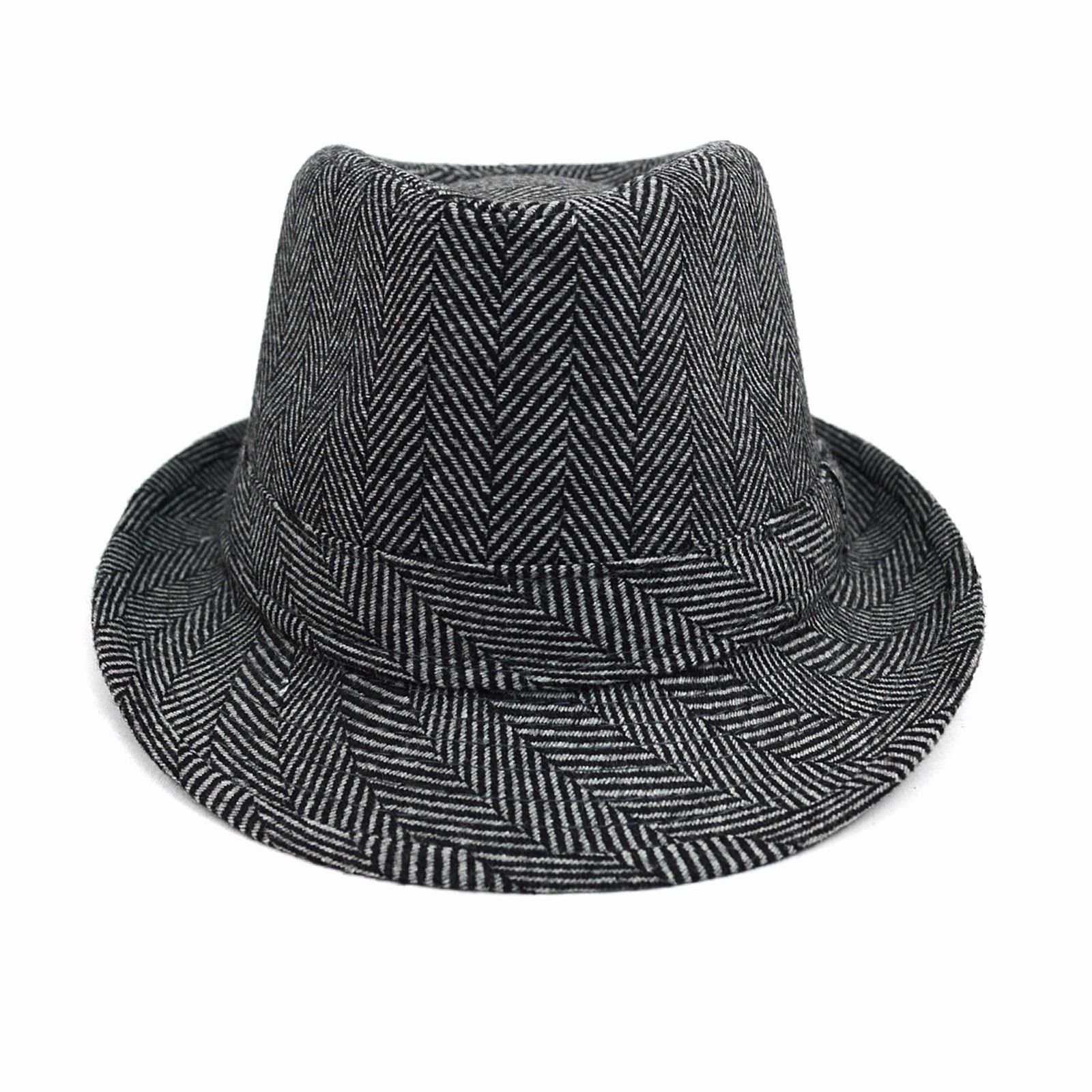 Men/’s Herringbone Fall// Winter Fedora Hat
