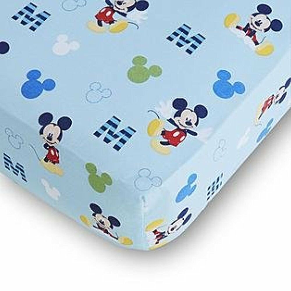 Disney Baby Mickey Mouse Fitted Crib Sheet Blue Boys Ebay